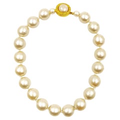 1980's Karl Lagerfeld Large Massive Pearl Choker Short Necklace