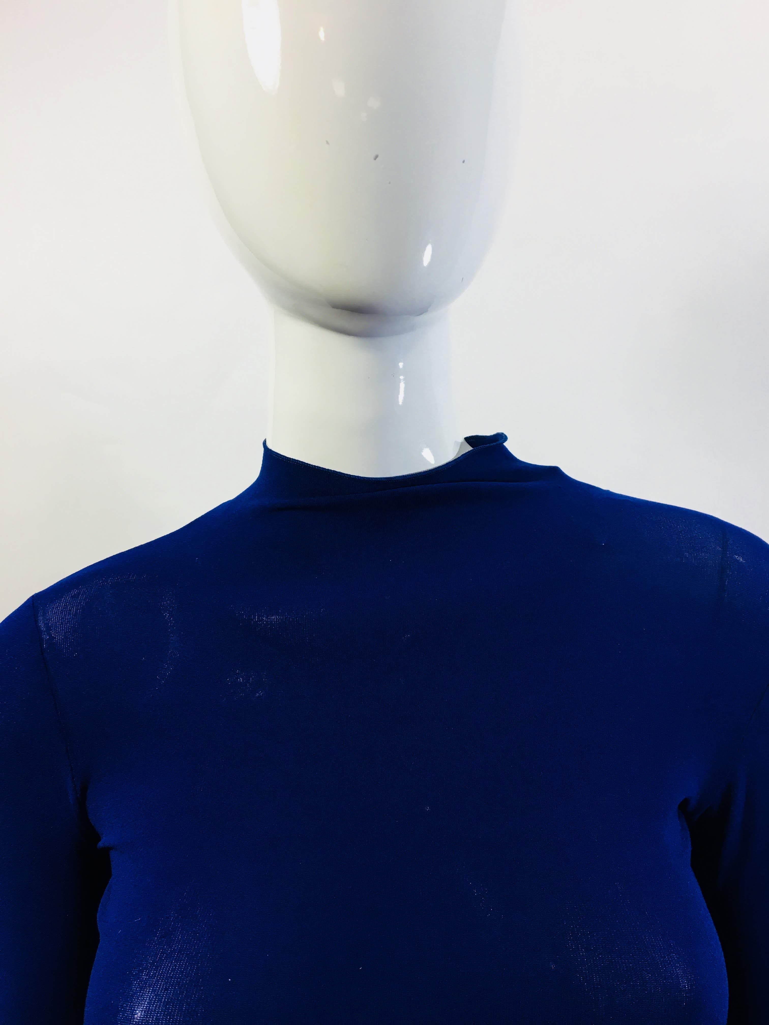 Karl Lagerfeld Cobalt Blue Viscose Long Sleeve Turtleneck Top 
Size 38
