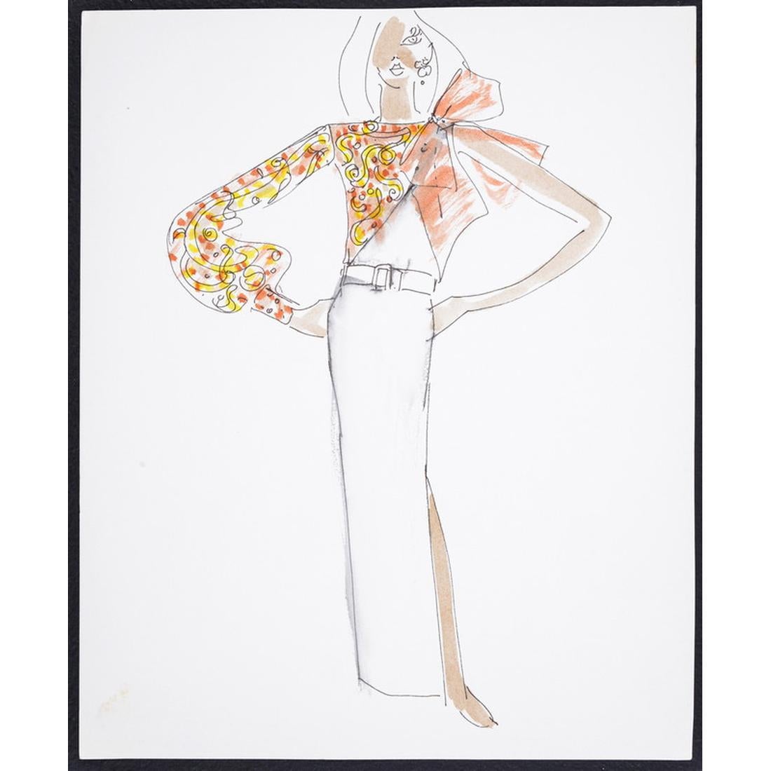 Karl Lagerfeld Fashion Drawing For Sale 2