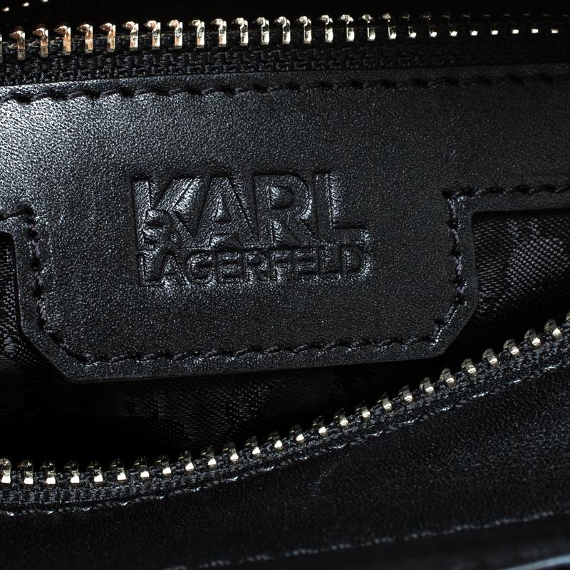 Karl Lagerfeld Multicolor/Black Quilted Tweed and Leather Mini Tote 2