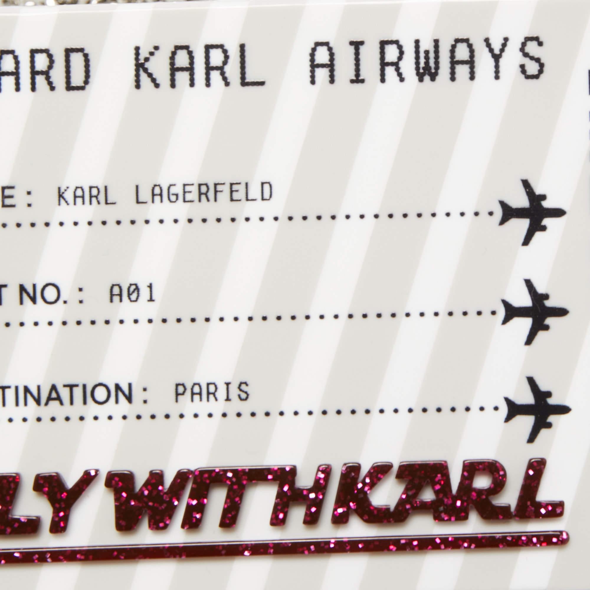 Karl Lagerfeld Multicolor Glitter Acrylic Minaudiere K/Jet Boarding Pass Chain C 5