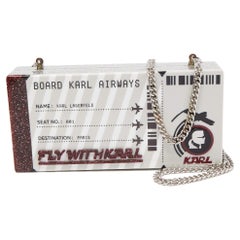 Karl Lagerfeld Multicolor Glitter Acrylic Minaudiere K/Jet Boarding Pass Chain C