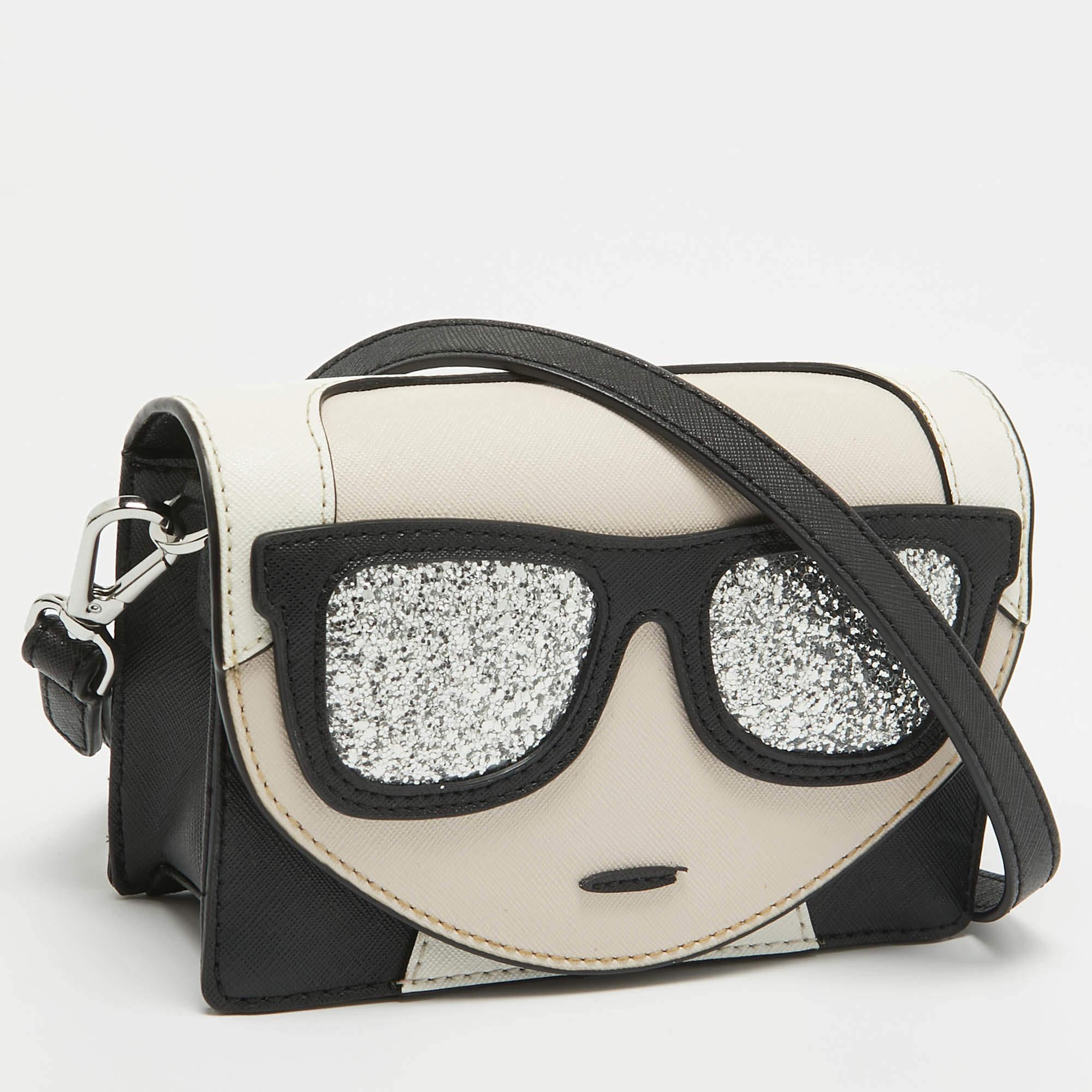 Gray Karl Lagerfeld Multicolor Leather K/Kocktail Karl Crossbody Bag For Sale