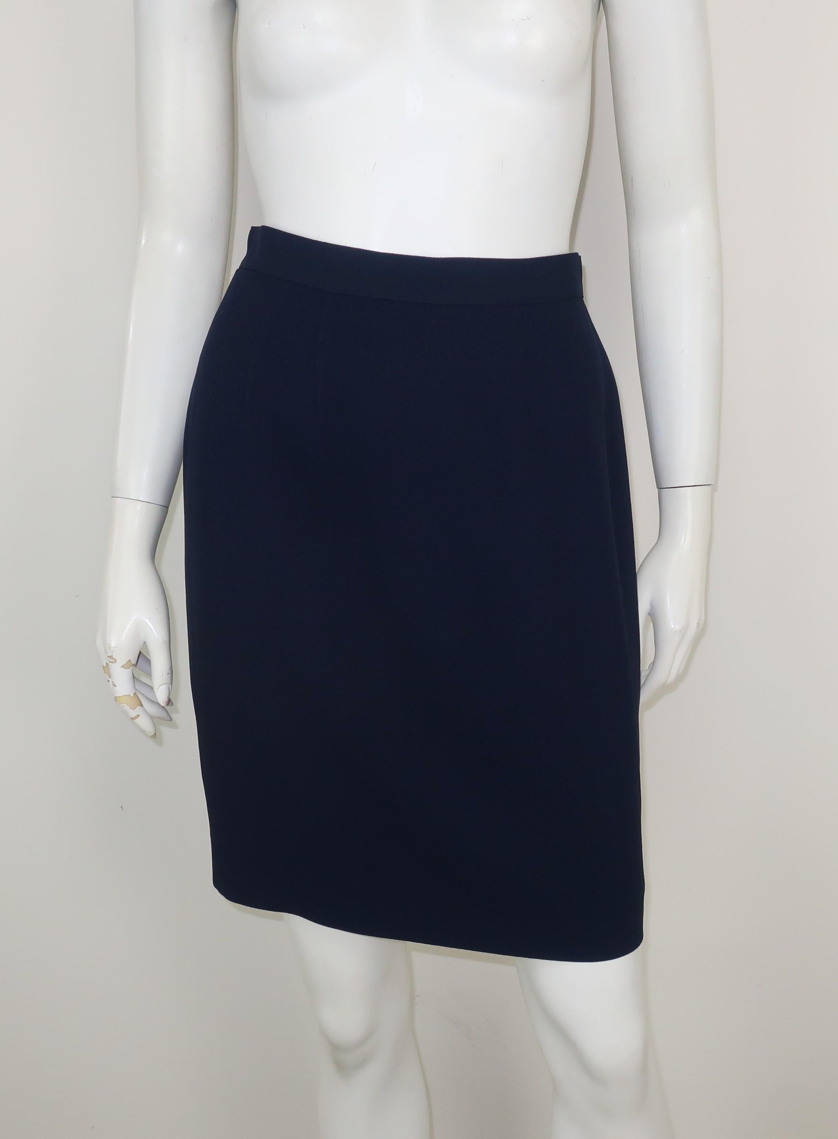 Karl Lagerfeld Navy Blue Peplum Skirt Suit C.1990 5