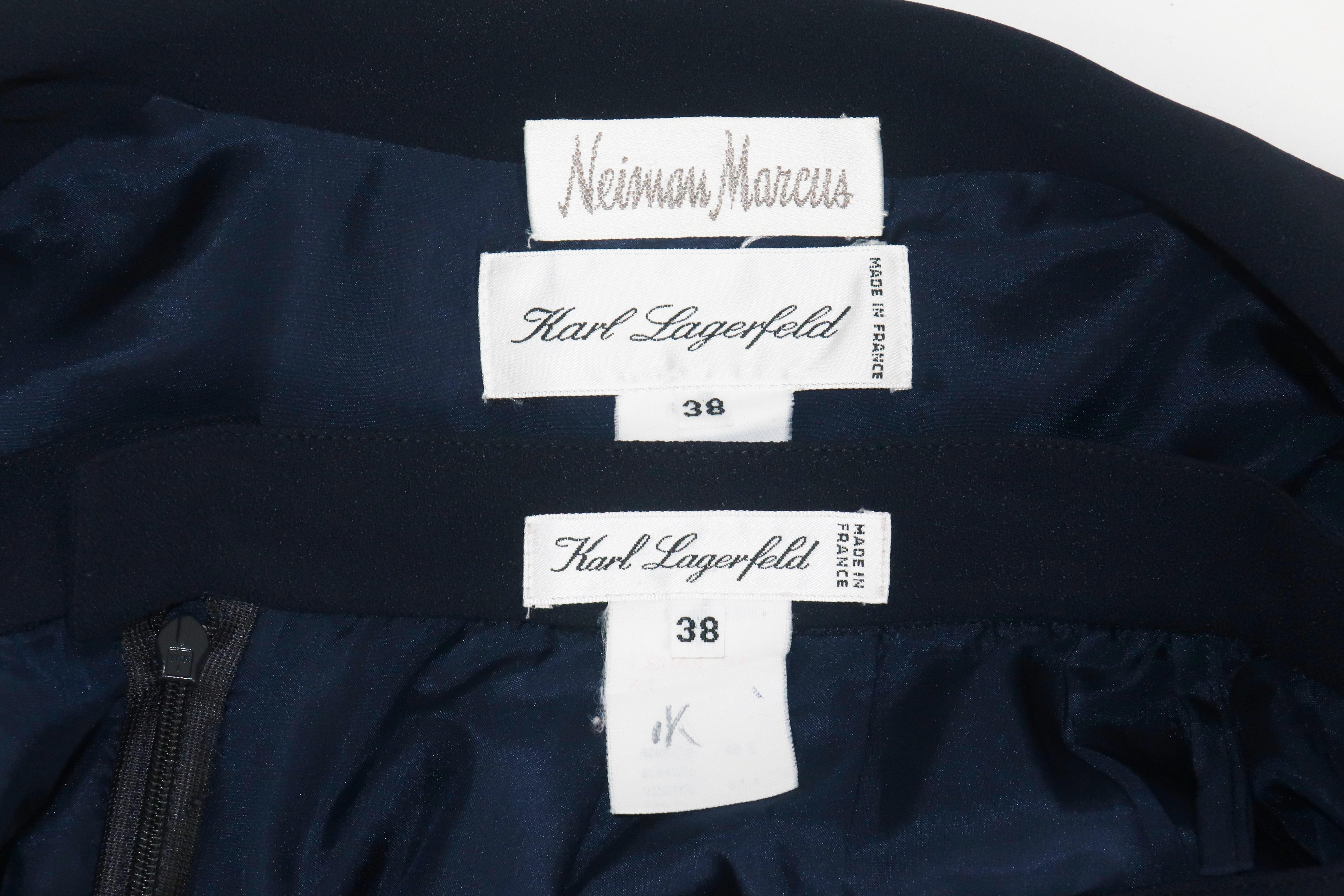 Karl Lagerfeld Navy Blue Peplum Skirt Suit C.1990 6