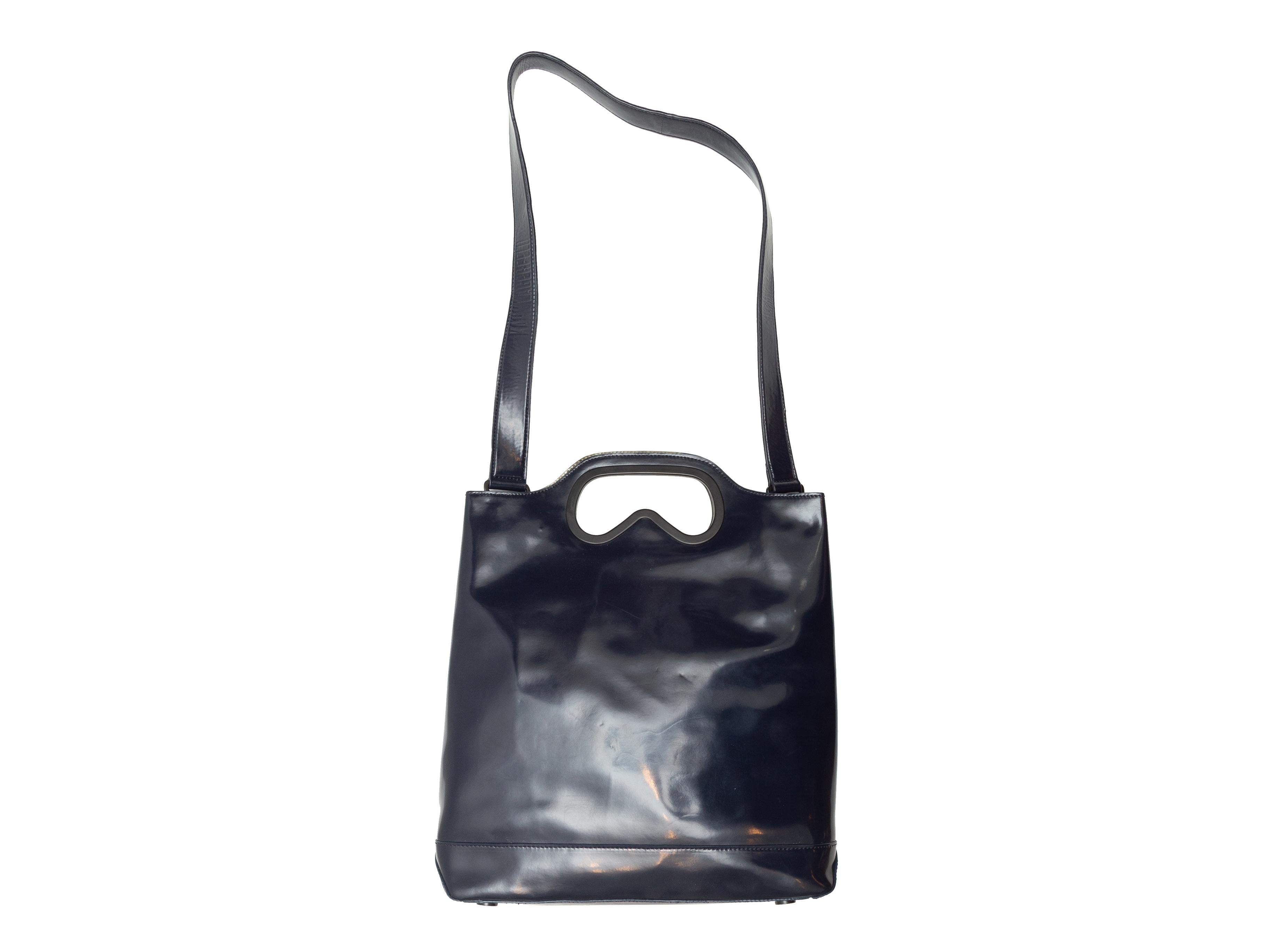 Black Karl Lagerfeld Navy Patent Leather Tote Bag