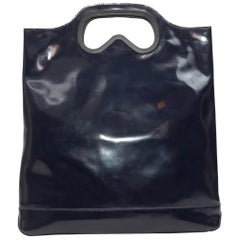 Karl Lagerfeld Sac fourre-tout en cuir verni bleu marine