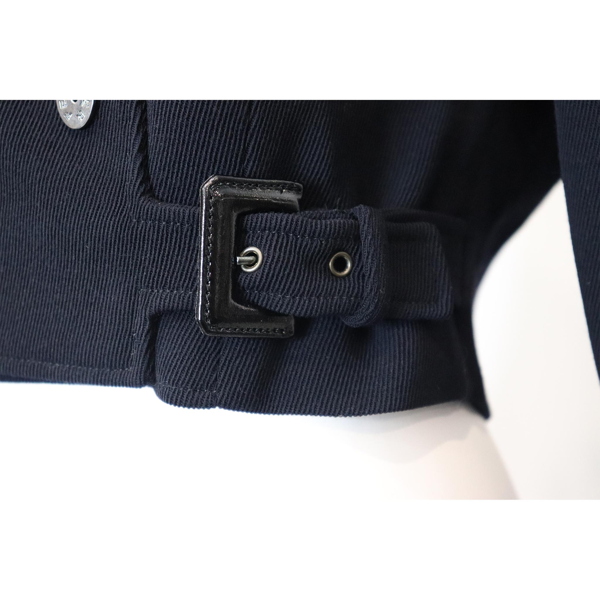 Black Karl Lagerfeld Navy Wool Jacket w/ Side Belt Circa 1990s