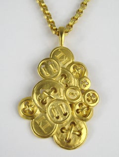 Karl Lagerfeld Necklace Button Charm Gold Gilt , Never Worn 1980s