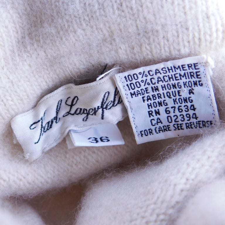 Karl Lagerfeld Off White Cashmere Pullover Turtleneck Sweater For Sale ...