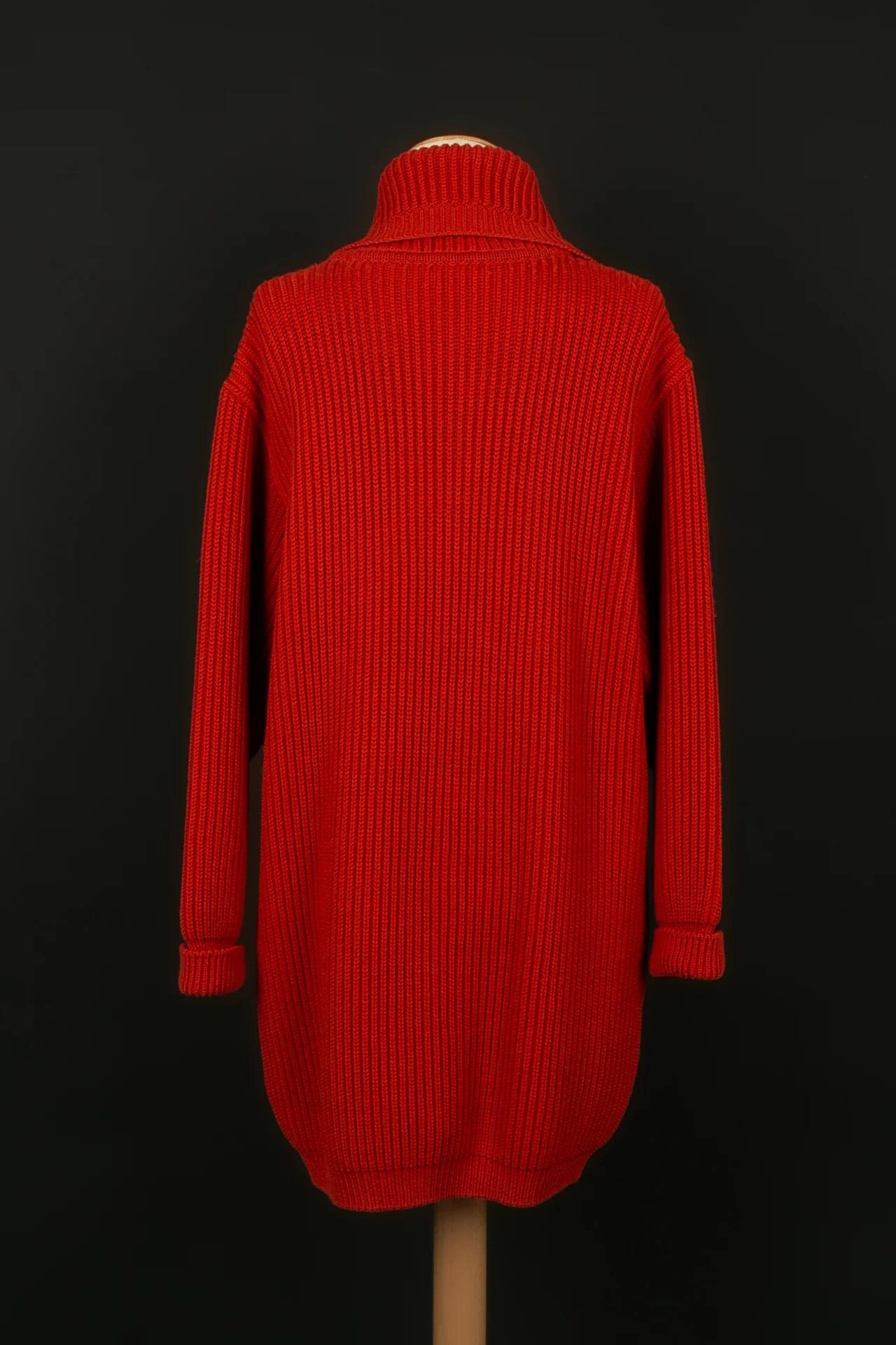 Karl Lagerfeld Orange Red Wool Sweater In Excellent Condition In SAINT-OUEN-SUR-SEINE, FR