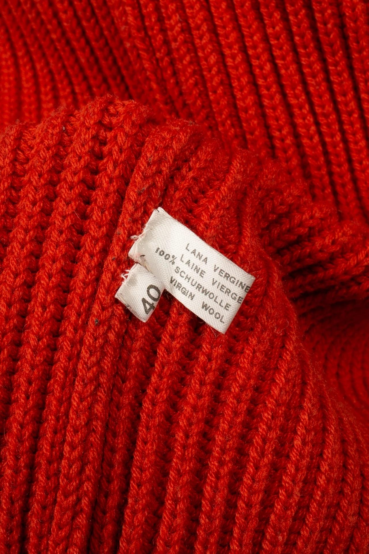 Karl Lagerfeld Orange Red Wool Sweater 4