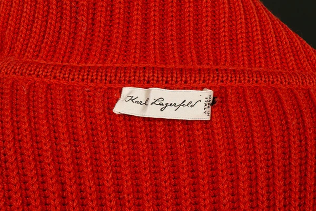 Karl Lagerfeld Orange Red Wool Sweater 5