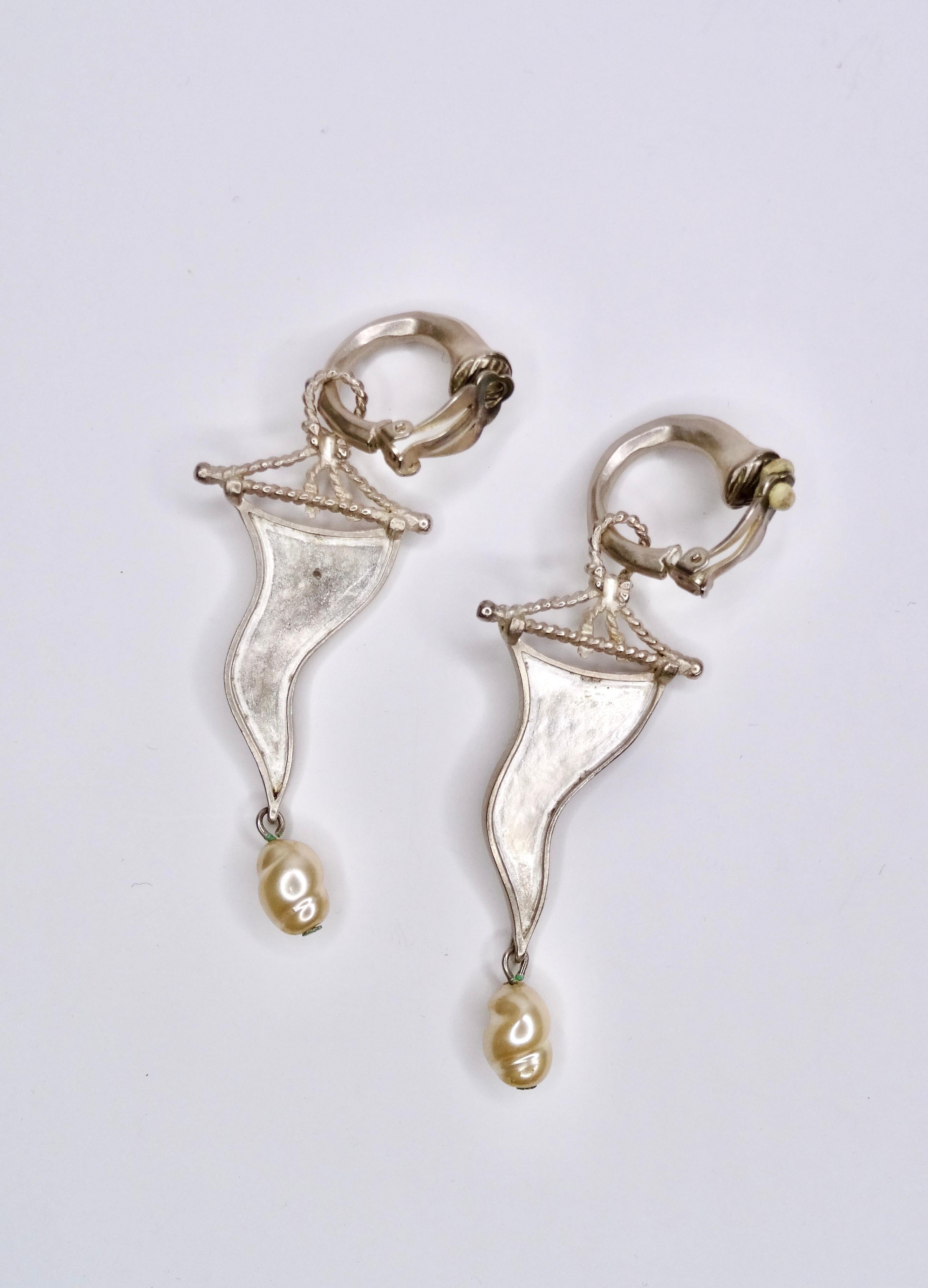 Karl Lagerfeld Ornate Earrings with Pearl  For Sale 1