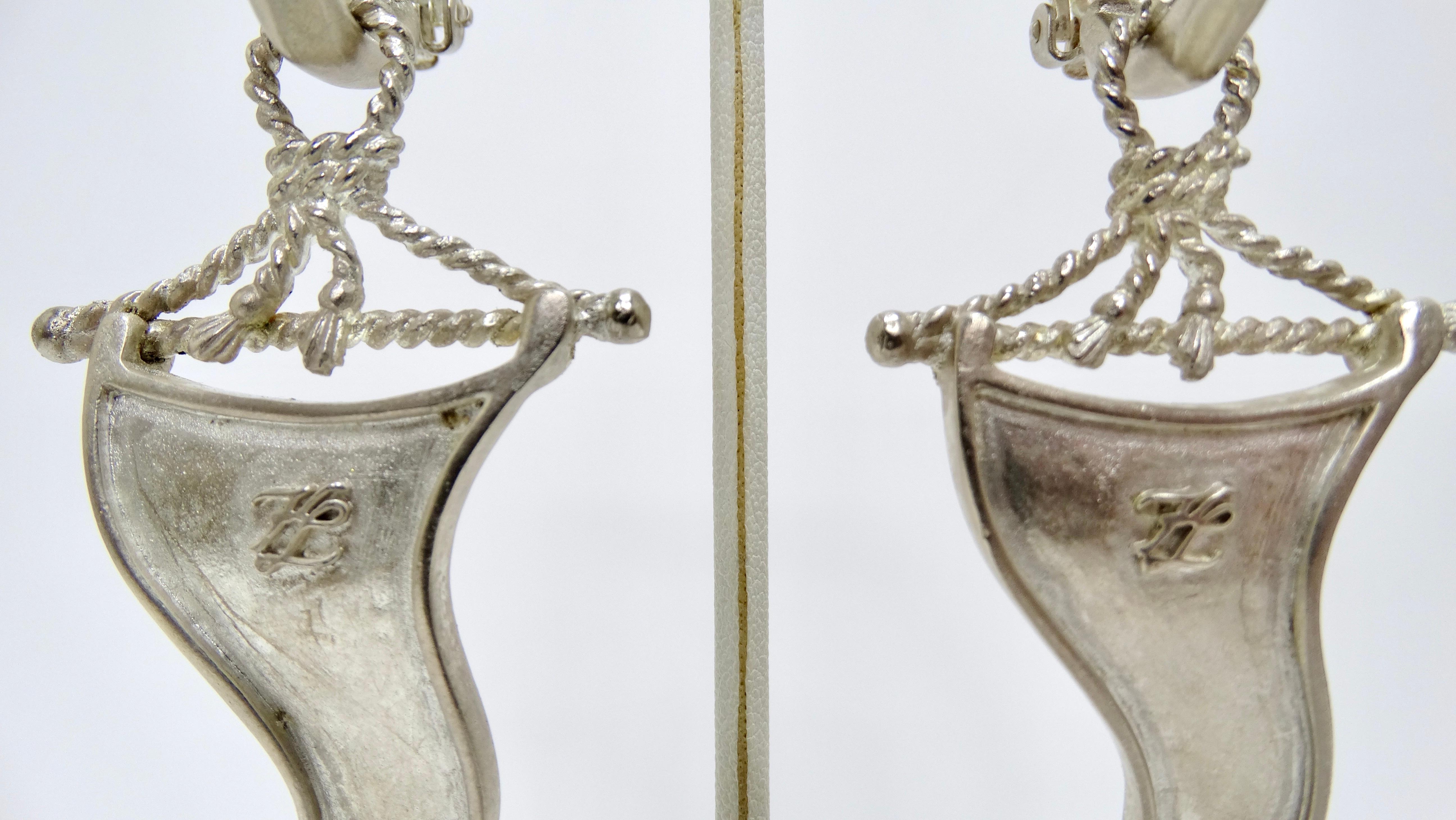Karl Lagerfeld Ornate Earrings with Pearl For Sale 3