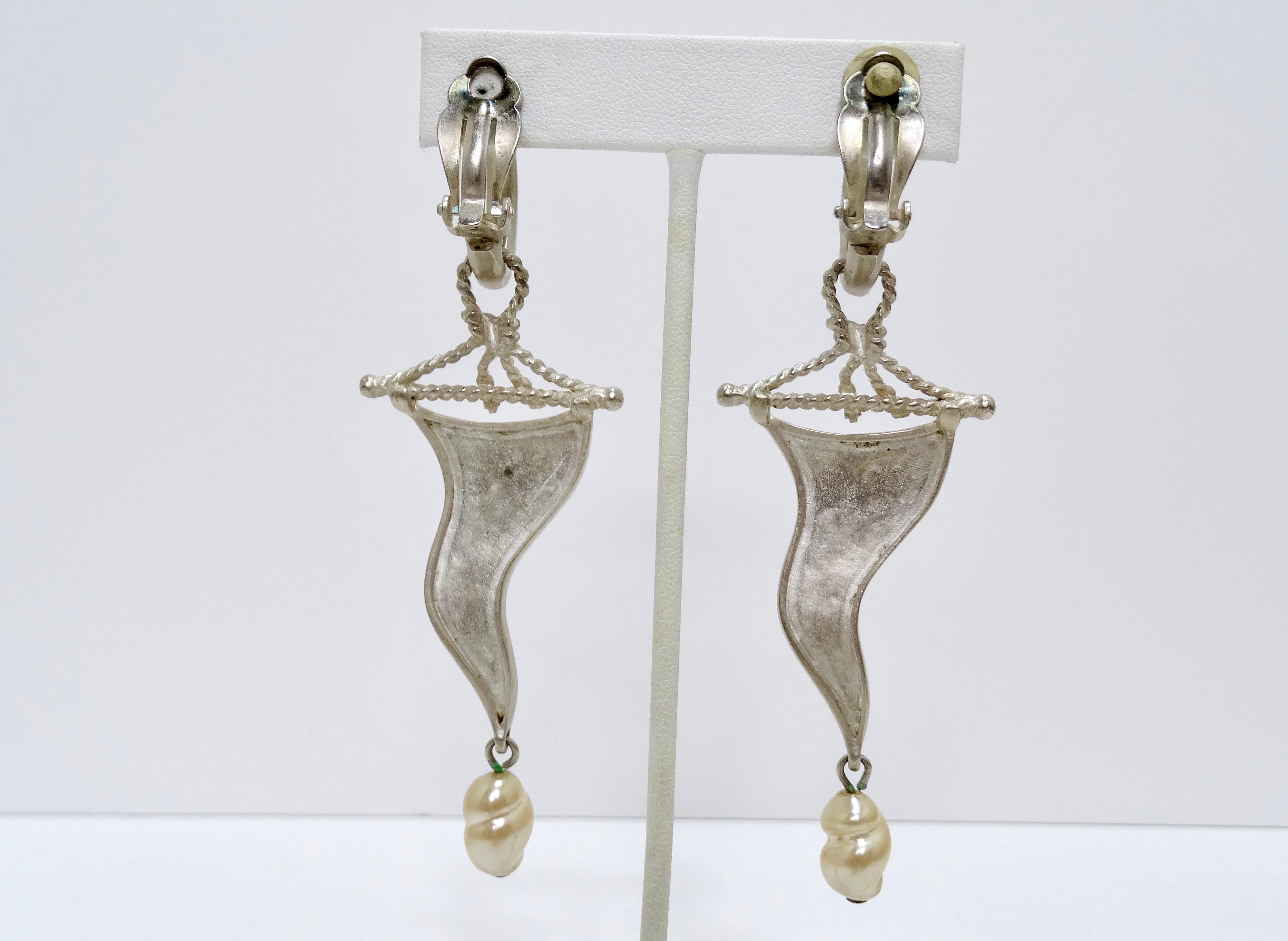Karl Lagerfeld Ornate Earrings with Pearl  For Sale 4