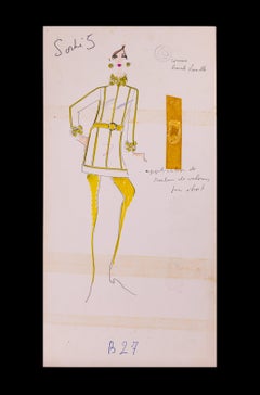 Karl Lagerfeld Original Fashion Sketch Ink Drawing with Marker B27