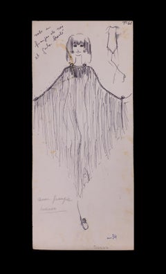 Karl Lagerfeld Set of 2 Original Fashion Sketches Pencil Drawing T-61 & X67