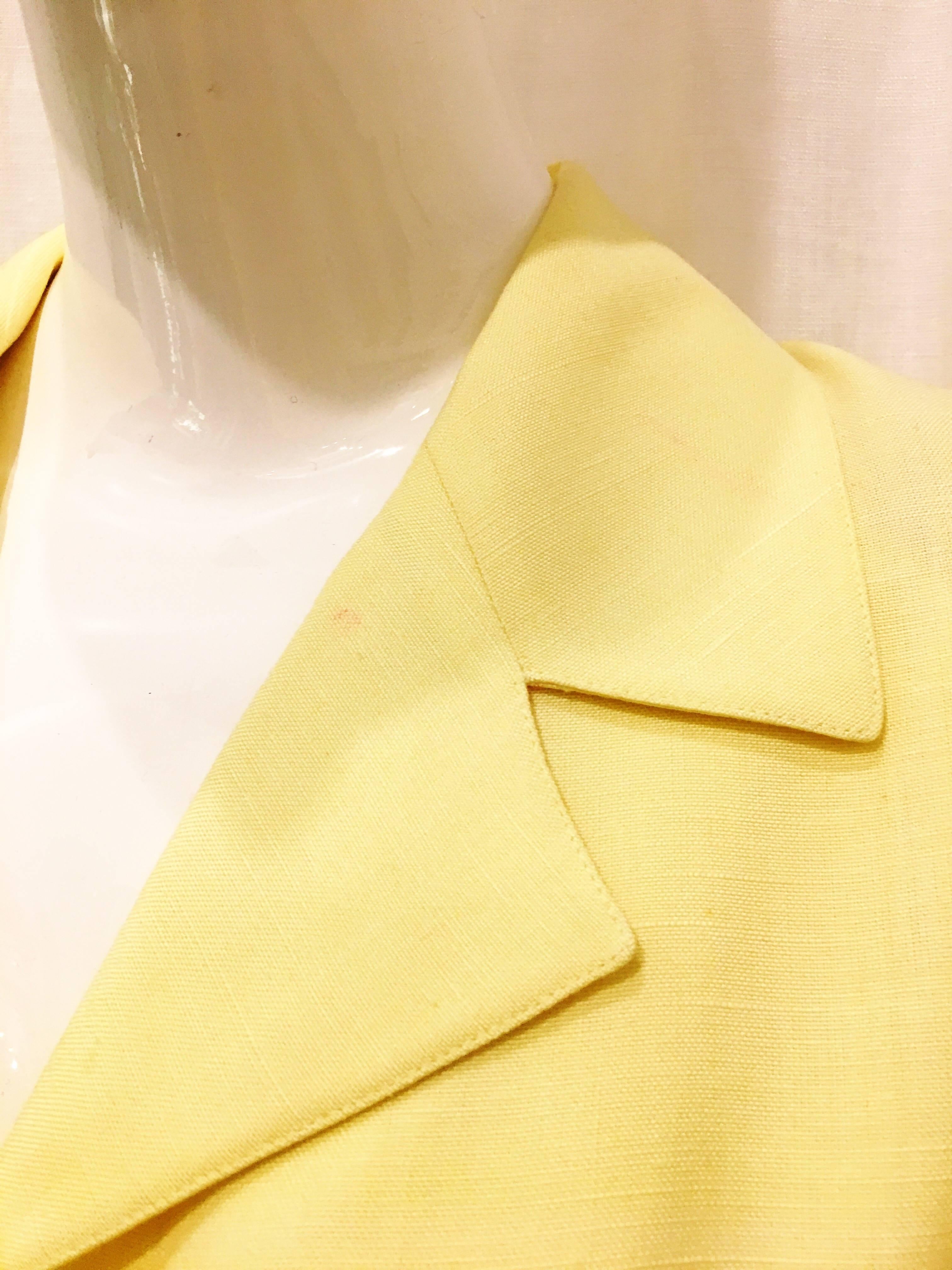 Karl Lagerfeld Pale Yellow Linen Short Sleeve Skirt Suit  For Sale 1