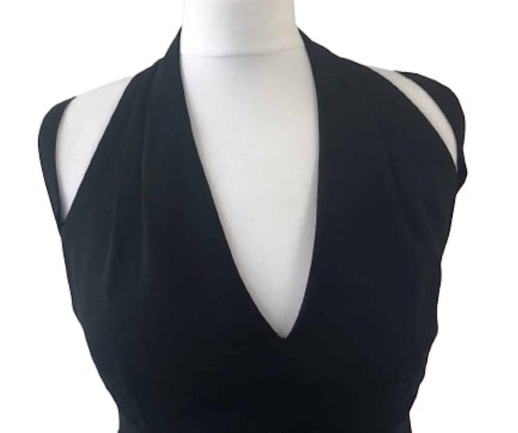 KARL LAGERFELD PARIS Black Long Evening Ruffled Dress Gown Circa 2000 In Excellent Condition In London, GB