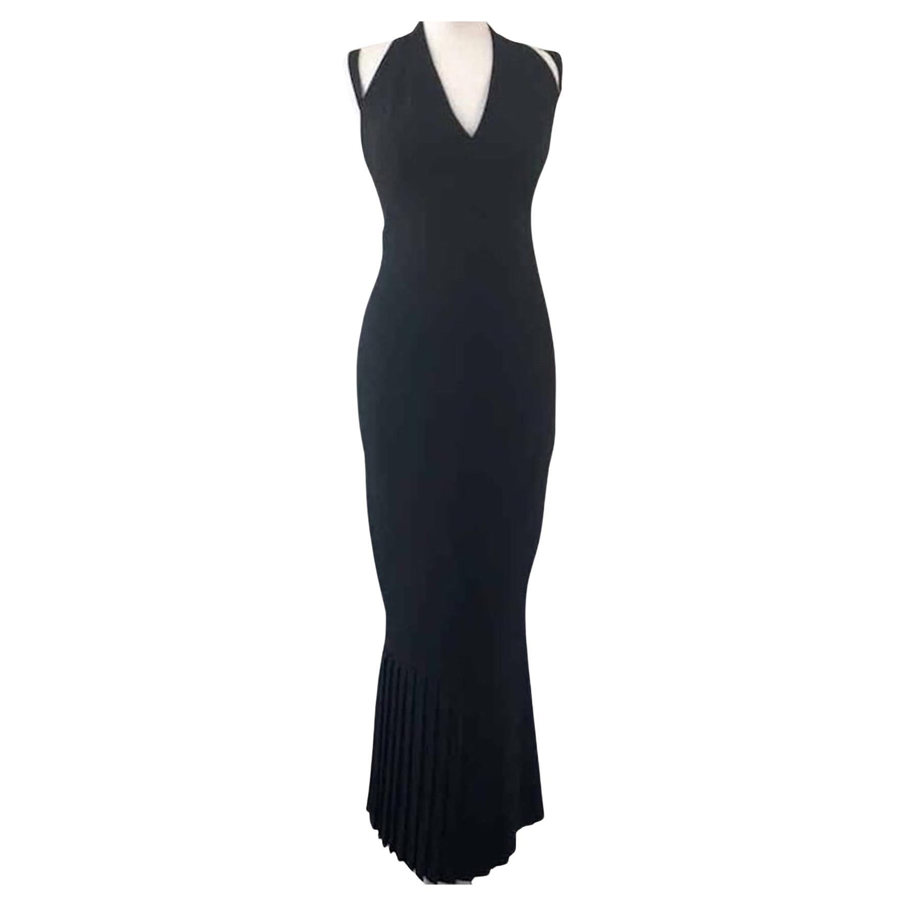 KARL LAGERFELD PARIS Black Long Evening Ruffled Dress Gown Circa 2000