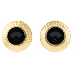 Karl Lagerfeld Paris - Boucles d'oreilles à clip en métal doré et intaille noire