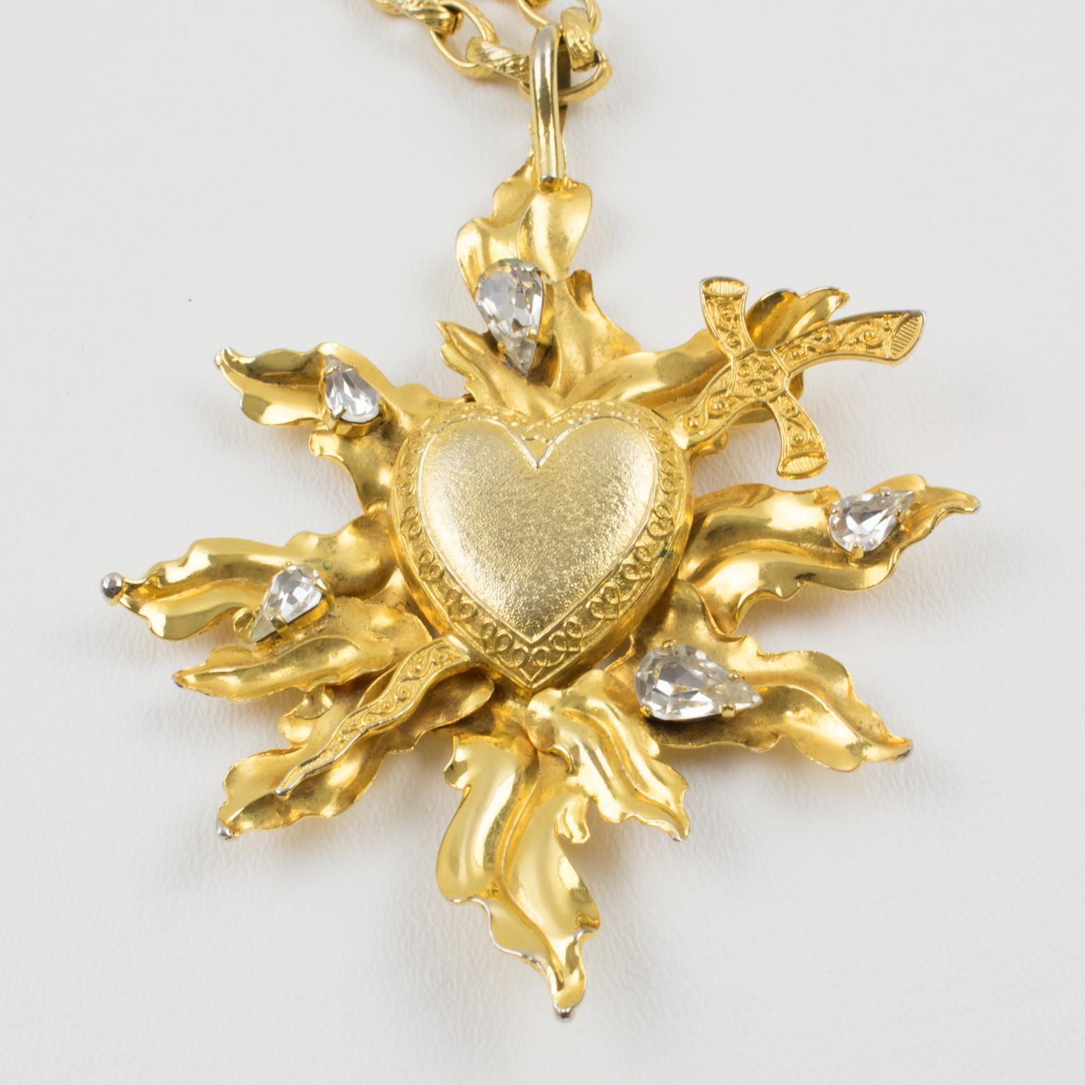Women's or Men's Karl Lagerfeld Heart Necklace Sword Ex-voto Pendant