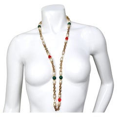 Pearl & Glass Beaded Chain Link Necklace circa 1990s
