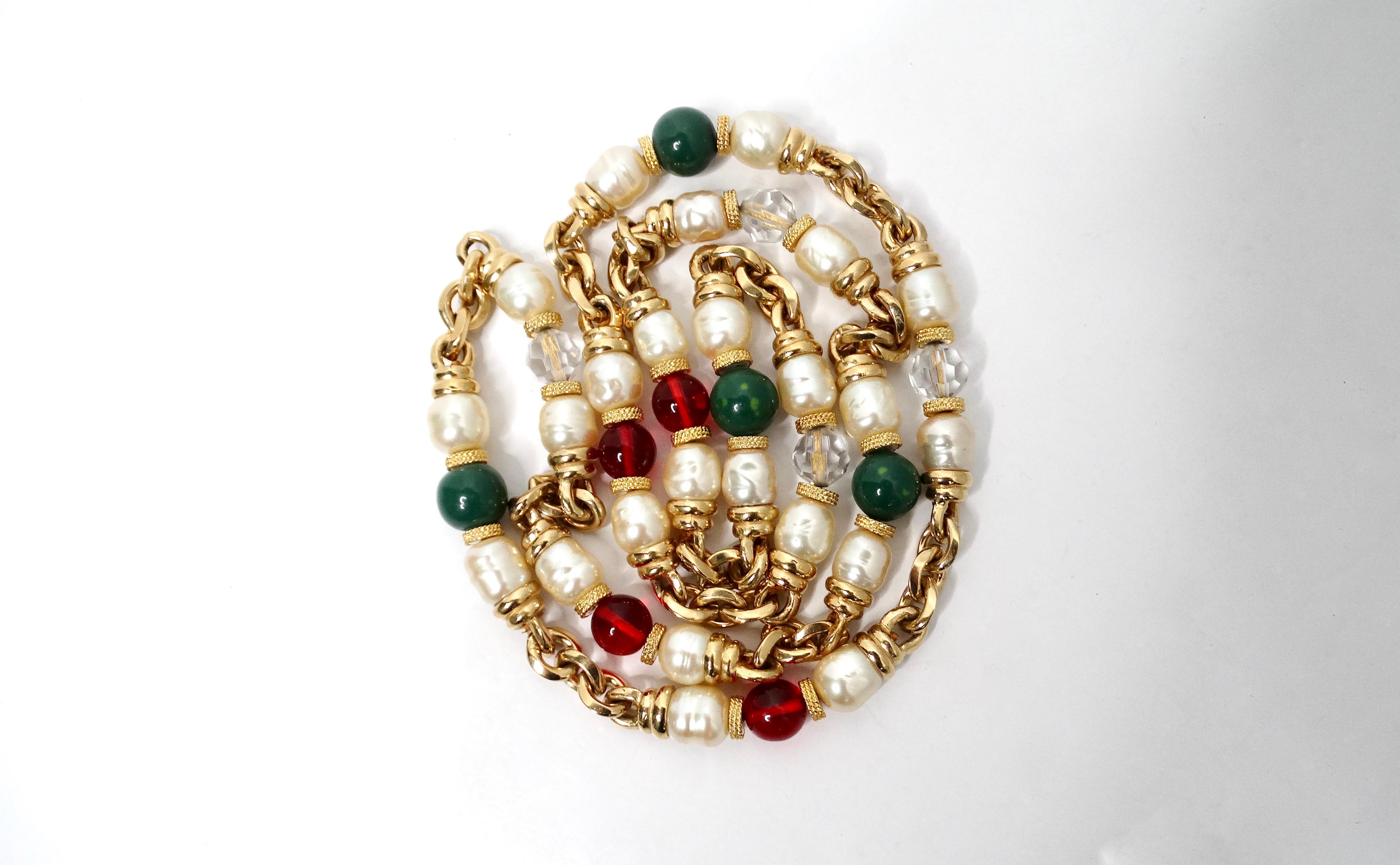 Karl Lagerfeld Collana a catena con perle e perline di vetro, circa anni '90 In condizioni buone in vendita a Scottsdale, AZ