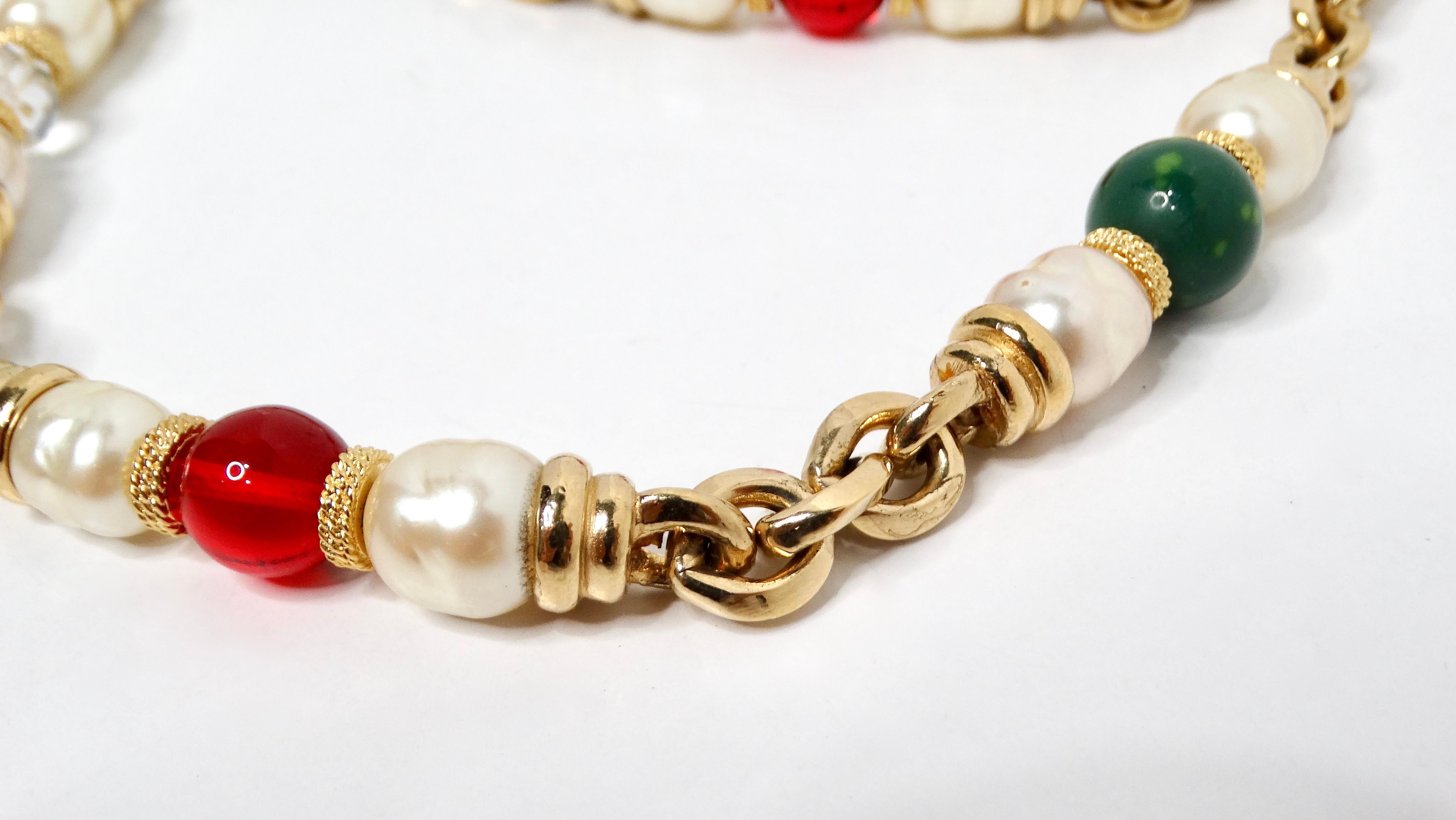 Donna Karl Lagerfeld Collana a catena con perle e perline di vetro, circa anni '90 in vendita
