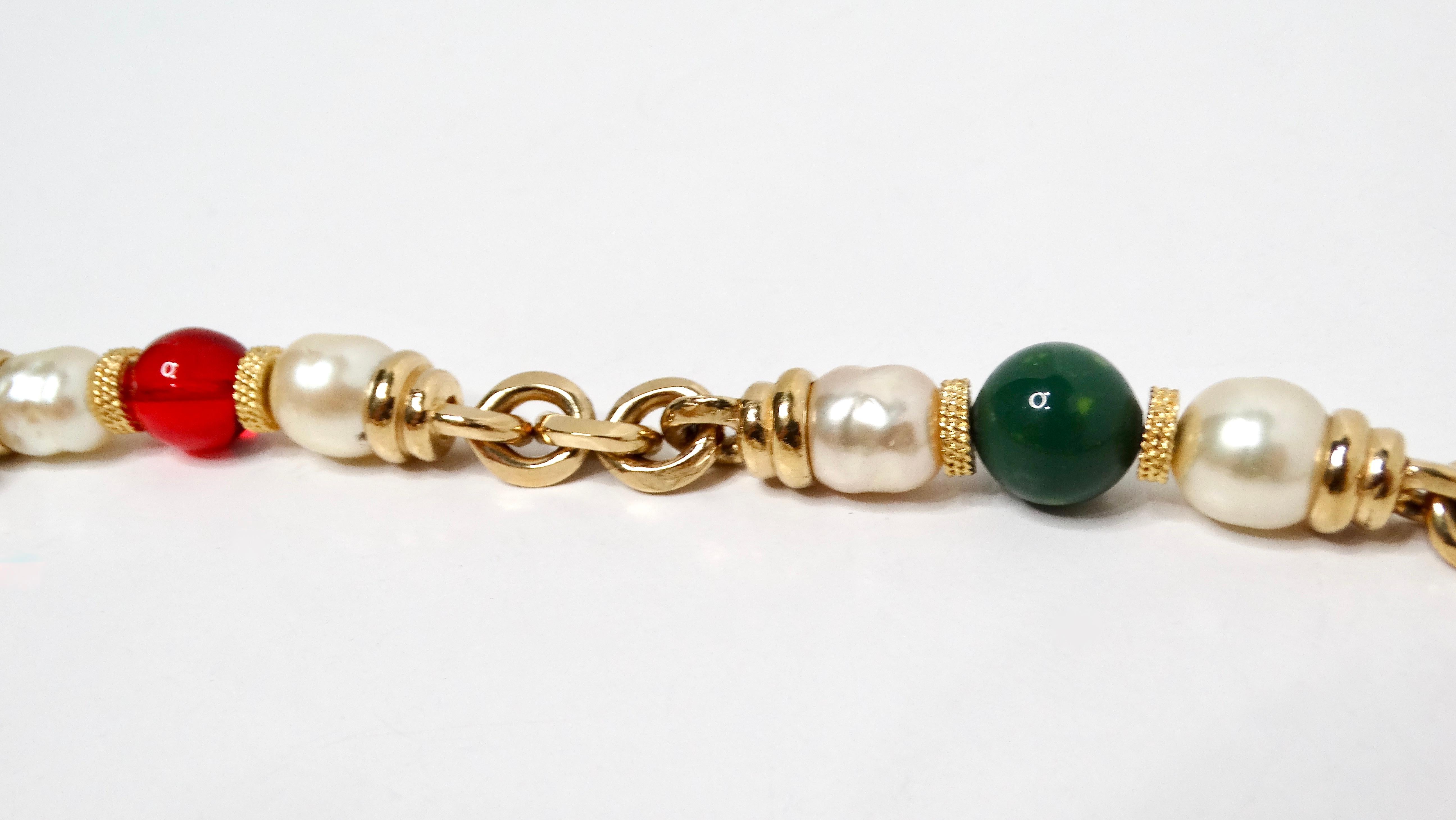 Karl Lagerfeld Collana a catena con perle e perline di vetro, circa anni '90 in vendita 1