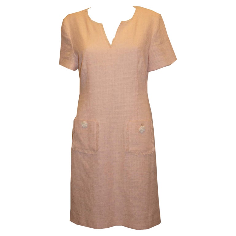 open lace back dress Chic Little Fall 2001 Chanel by Karl Lagerfeld Runway Pastel Pink Dres   Shrimpton Couture