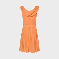 Karl Lagerfeld Pleated Orange Chiffon Dress, S/S 2001