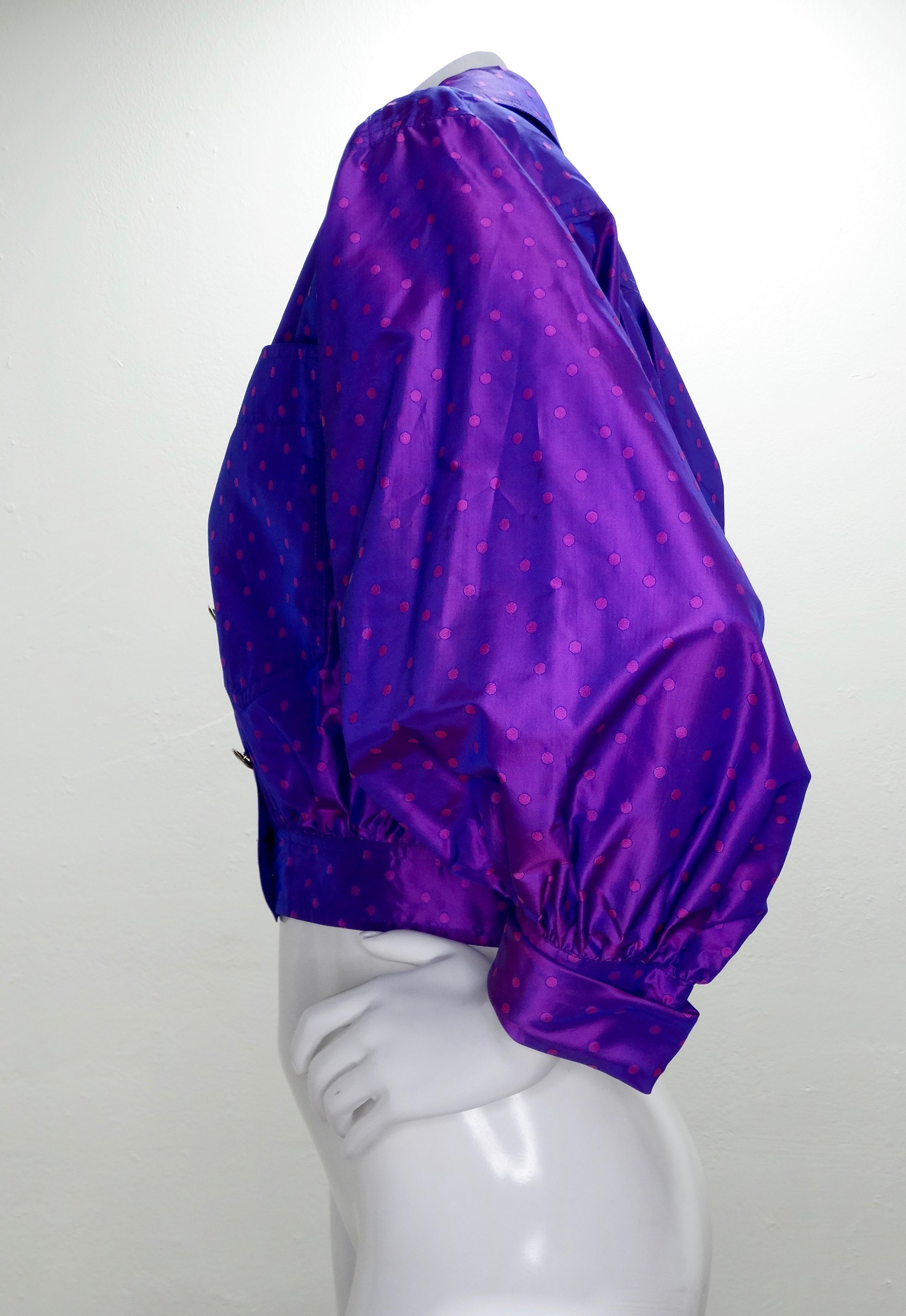 Purple Karl Lagerfeld Polka Dot Cropped Jacket For Sale
