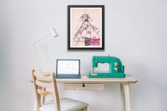 Karl Lagerfeld Original Modeskizze Tuschezeichnung mit Aquarell T546