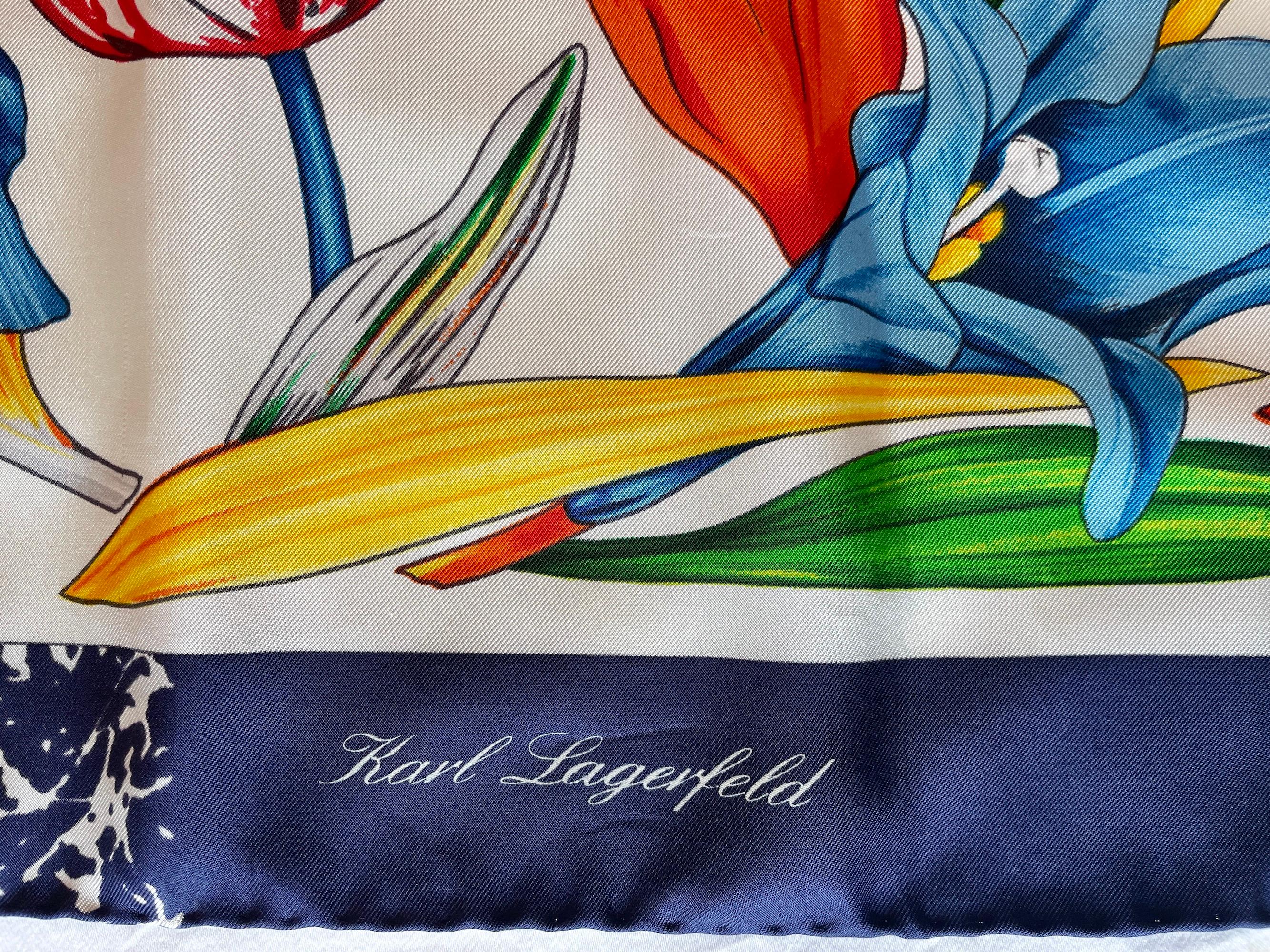 Pañuelo vintage Karl Lagerfeld 100% seda en venta 1