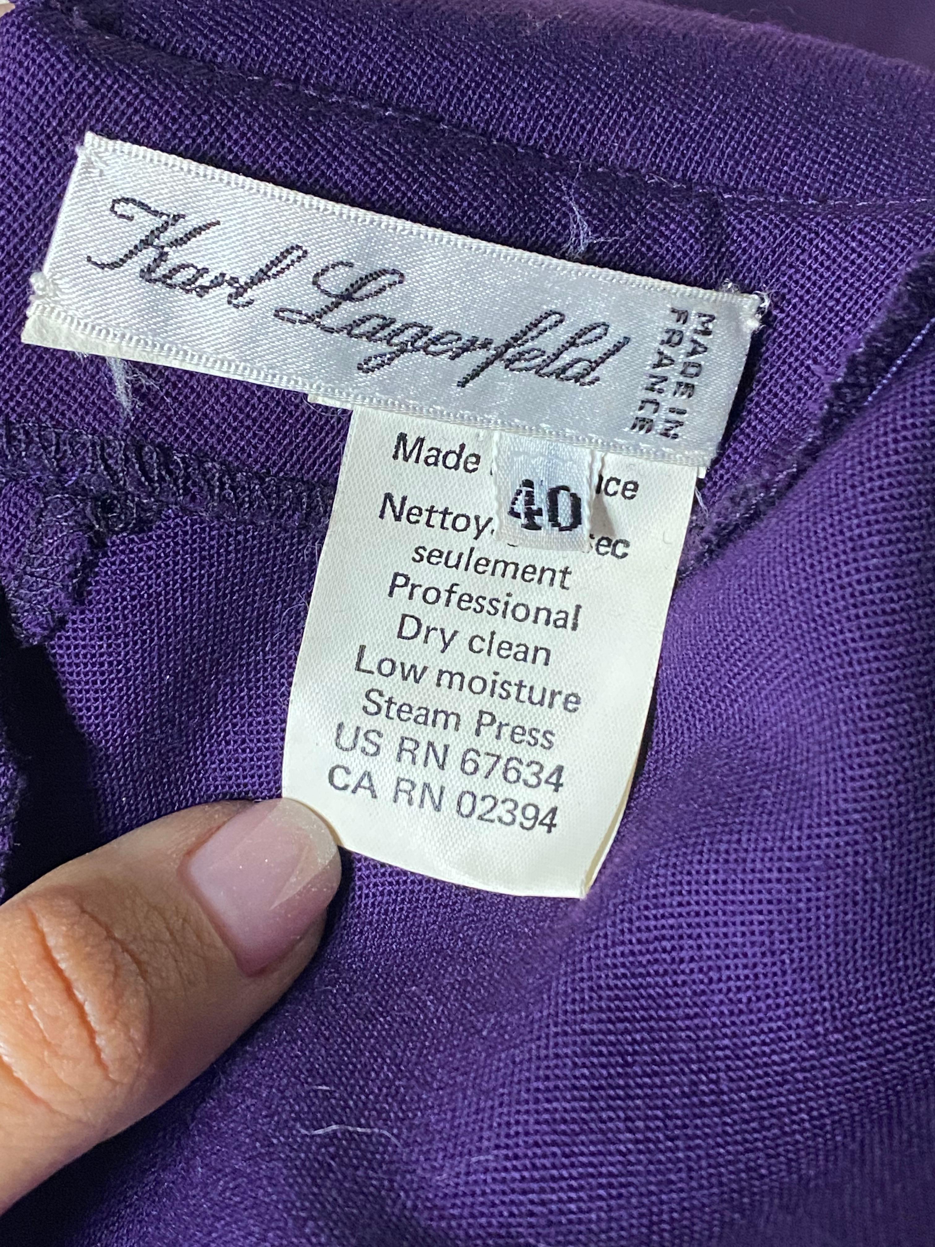 Karl Lagerfeld Purple Mini Dress, Size 40 In Excellent Condition For Sale In Beverly Hills, CA