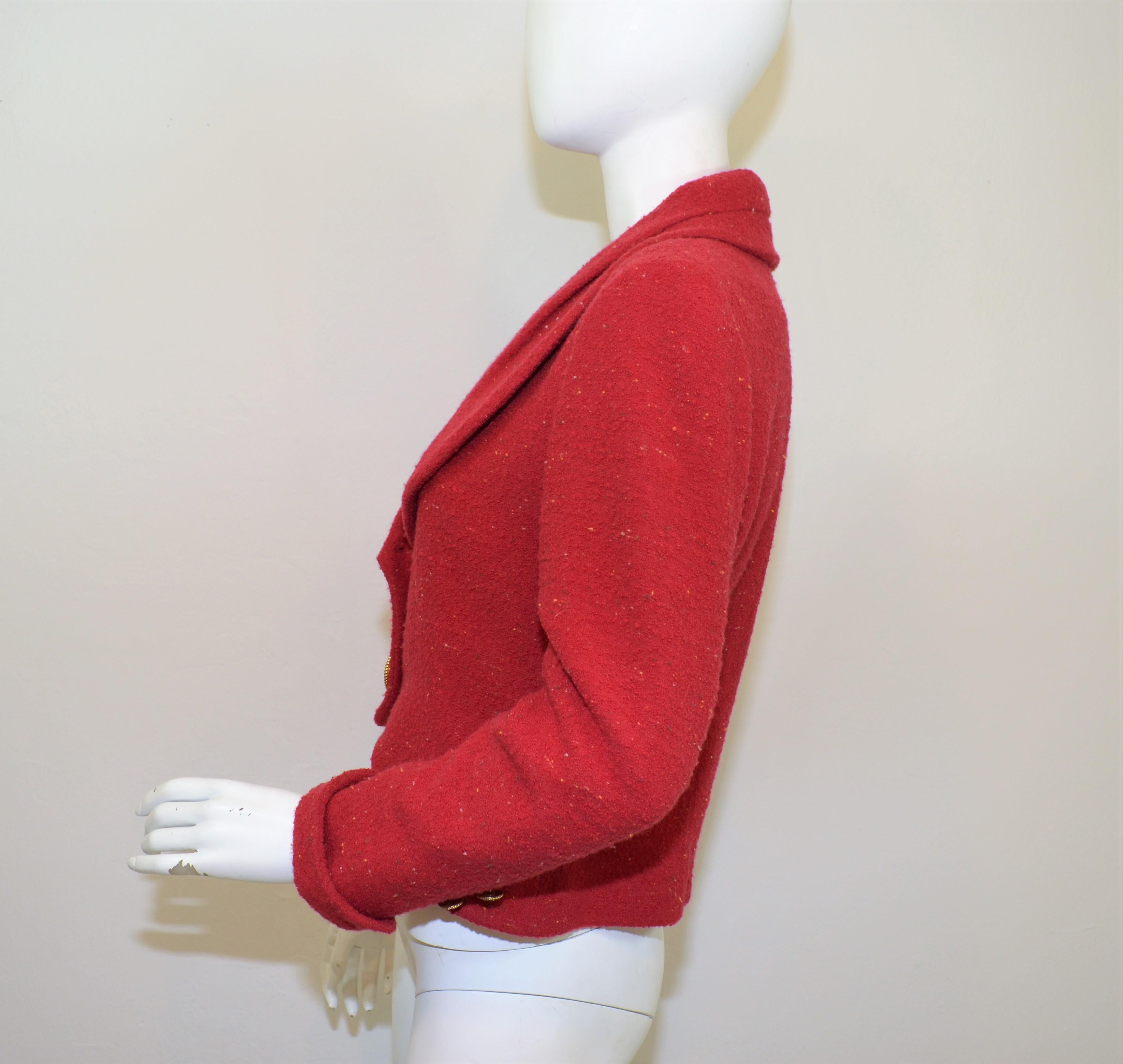Women's Karl Lagerfeld Red Confetti Tweed Cropped Jacket