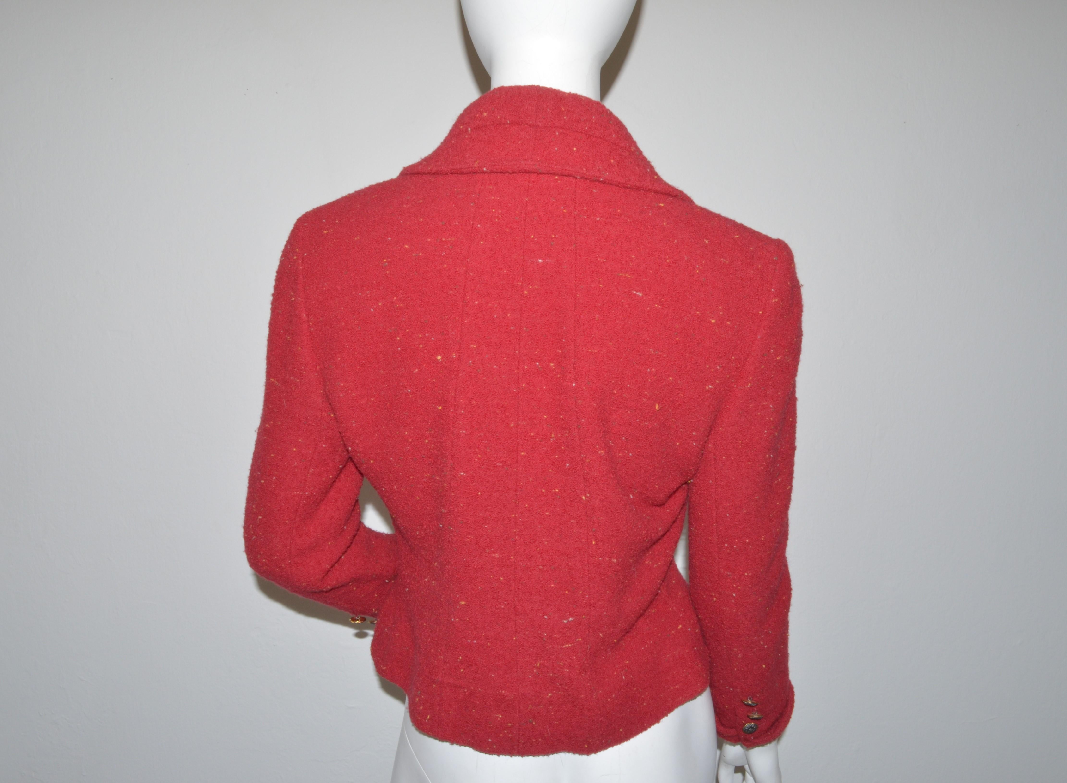 Karl Lagerfeld Red Confetti Tweed Cropped Jacket 1