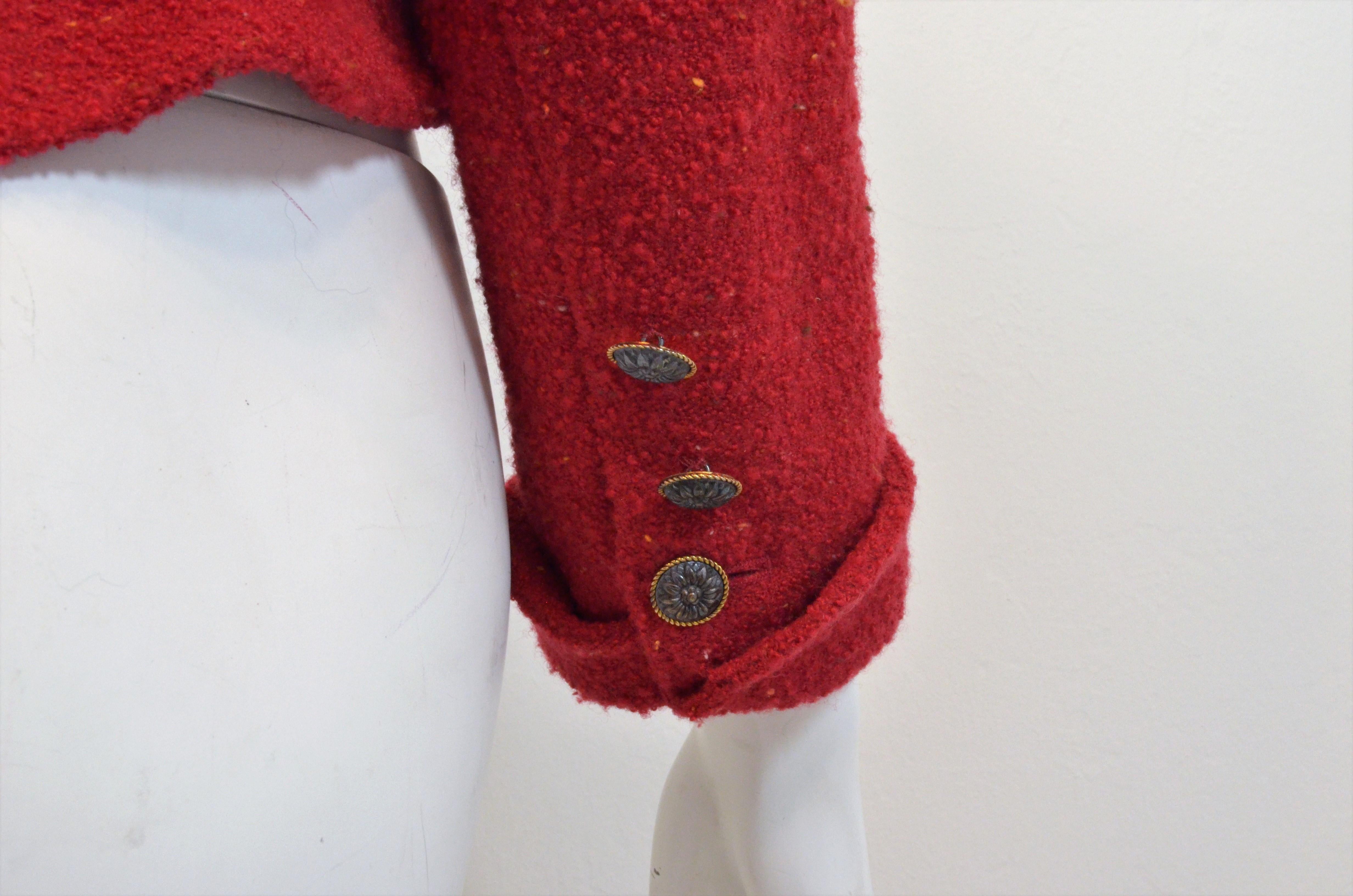 Karl Lagerfeld Red Confetti Tweed Cropped Jacket 2
