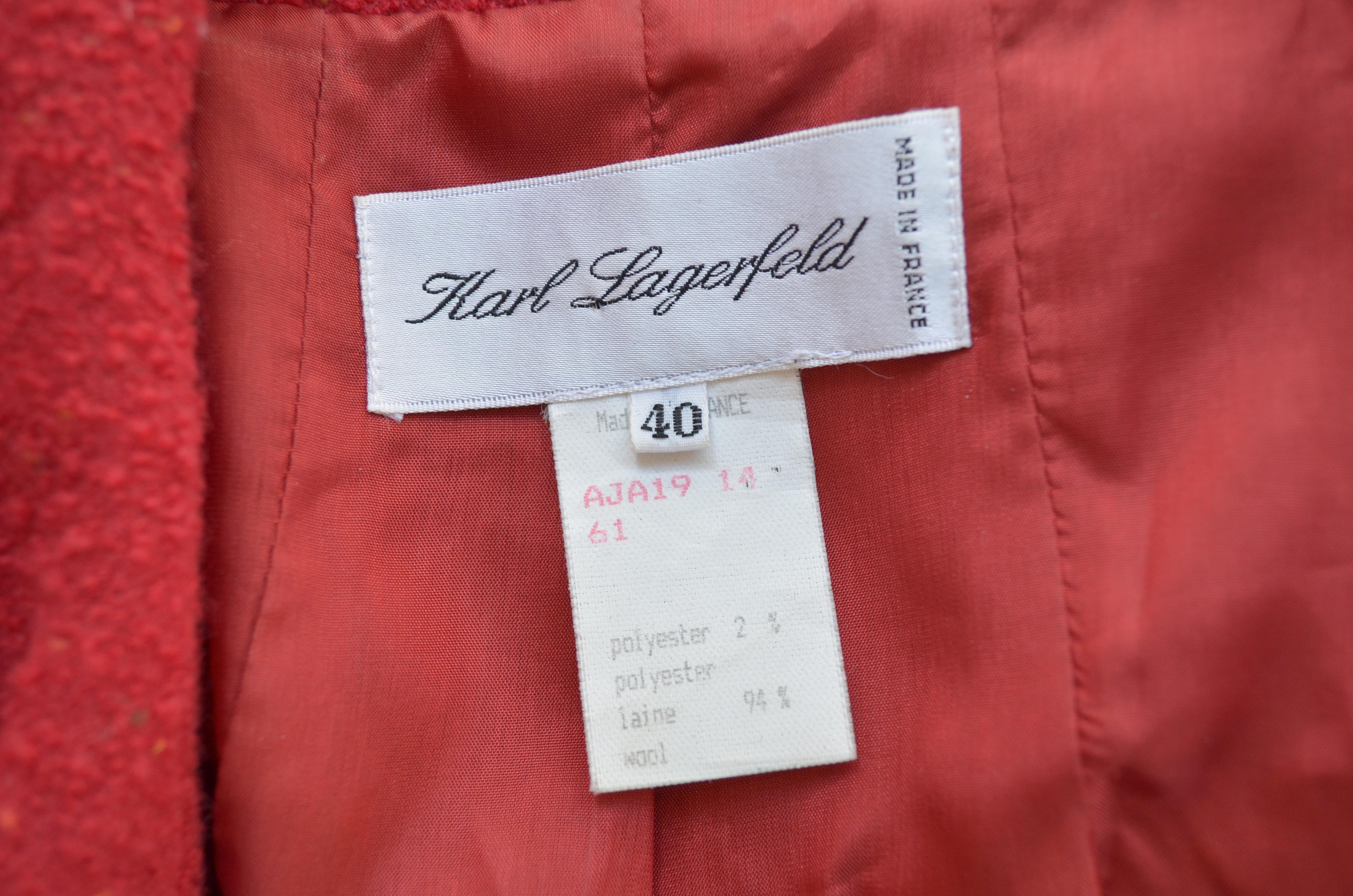 Karl Lagerfeld Red Confetti Tweed Cropped Jacket 3