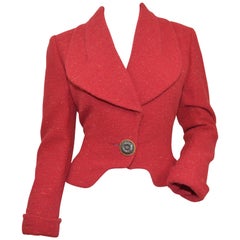 Vintage Karl Lagerfeld Red Confetti Tweed Cropped Jacket