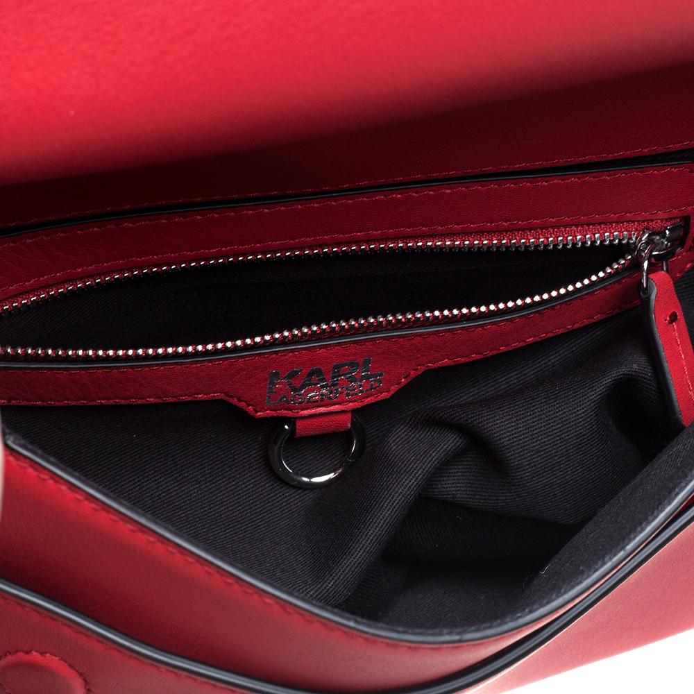 Karl Lagerfeld Red Leather K/Ikon Shoulder Bag 6