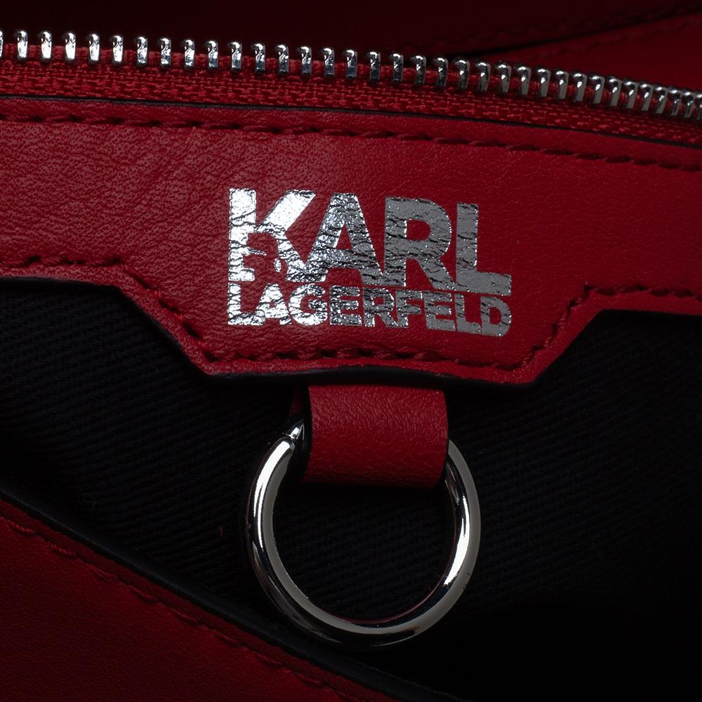 Karl Lagerfeld Red Leather K/Ikon Shoulder Bag 5