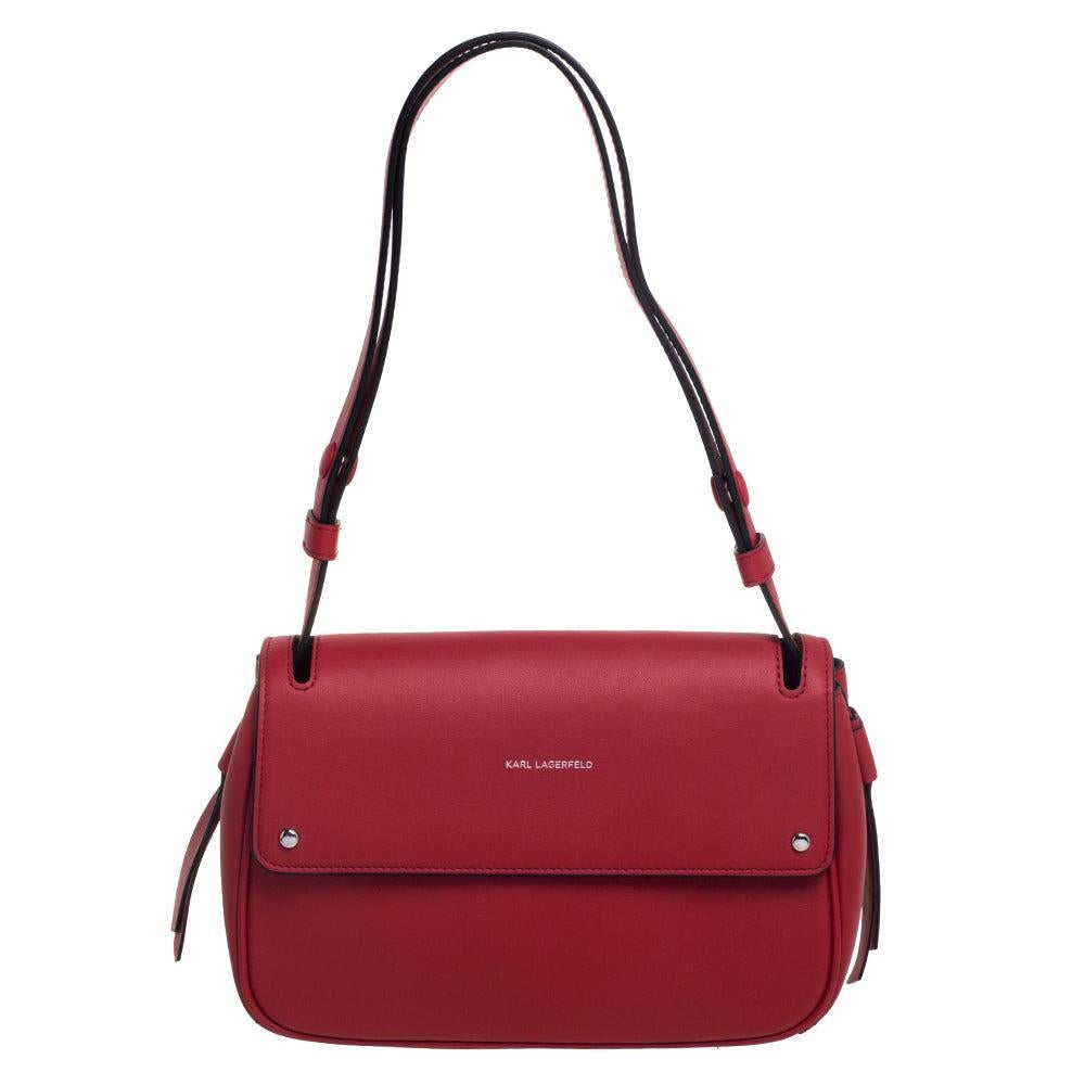 Karl Lagerfeld Red Leather K/Ikon Shoulder Bag