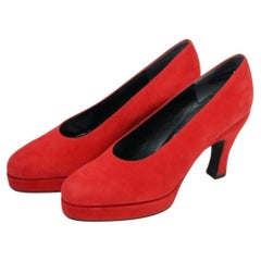 Karl Lagerfeld Red Suede Platform Pumps, NIB, Size 8.5M