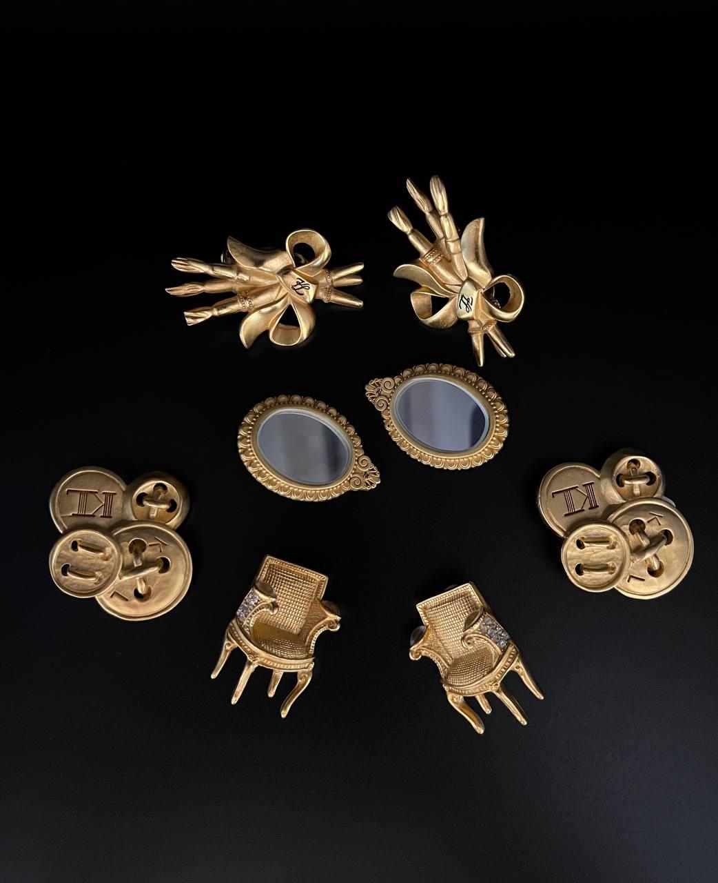 Women's Karl Lagerfeld Rococo Louis XVI Gold Chair Clip-on Earrings, 1980s