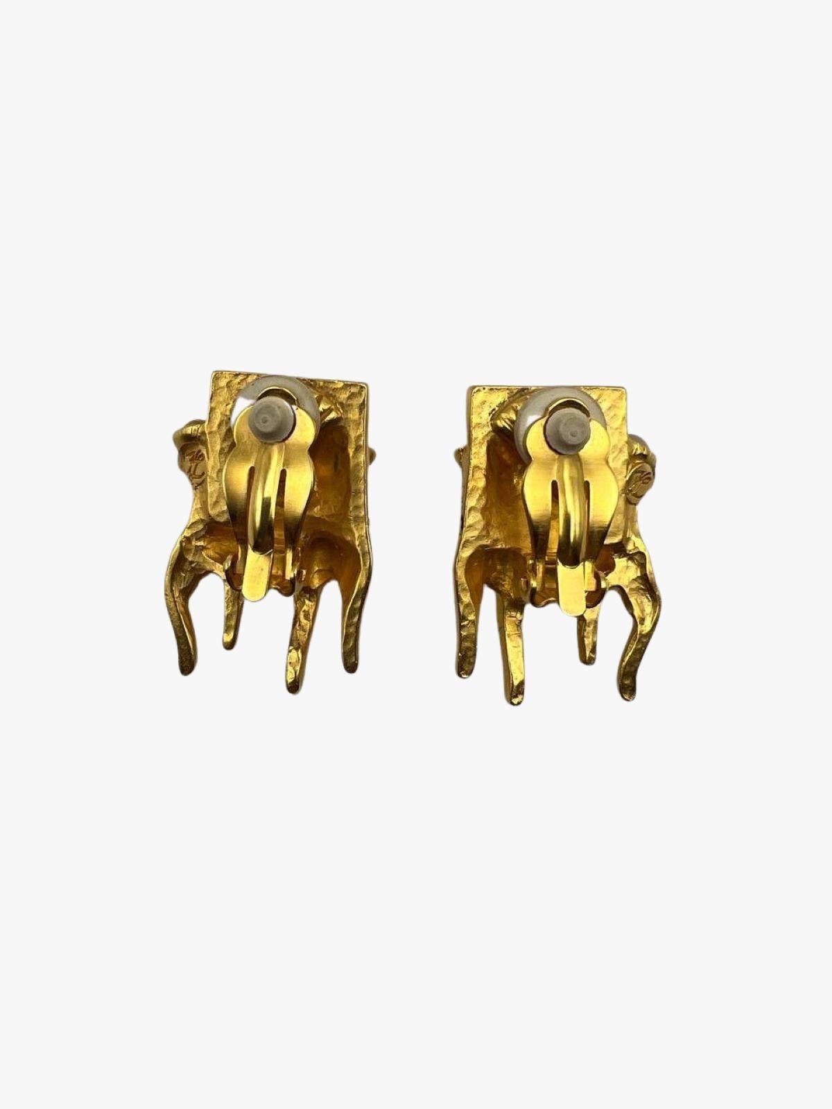 Karl Lagerfeld Rococo Louis XVI Gold Chair Clip-on Earrings, 1980s 1