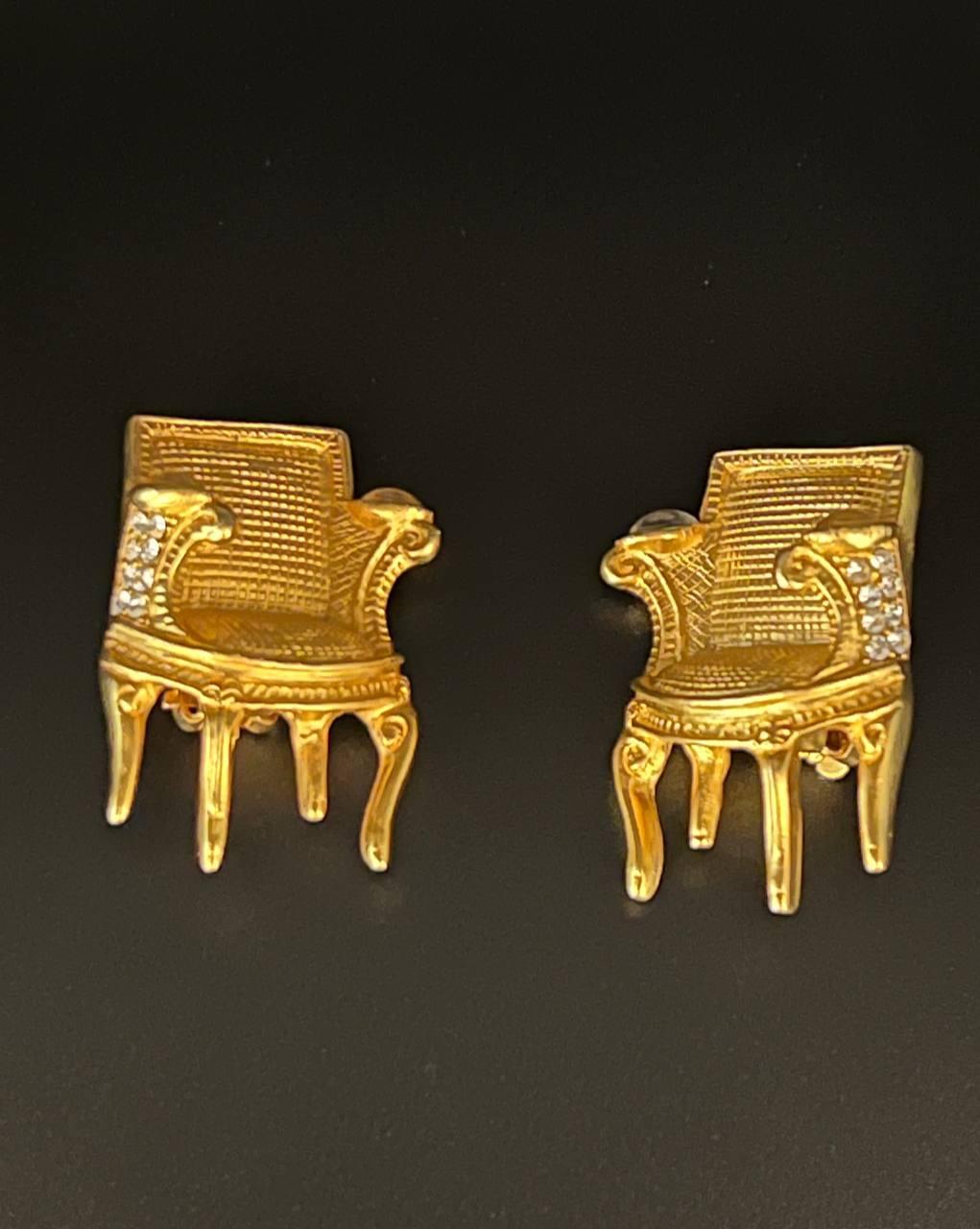 Karl Lagerfeld Rococo Louis XVI Gold Chair Clip-on Earrings, 1980s 3