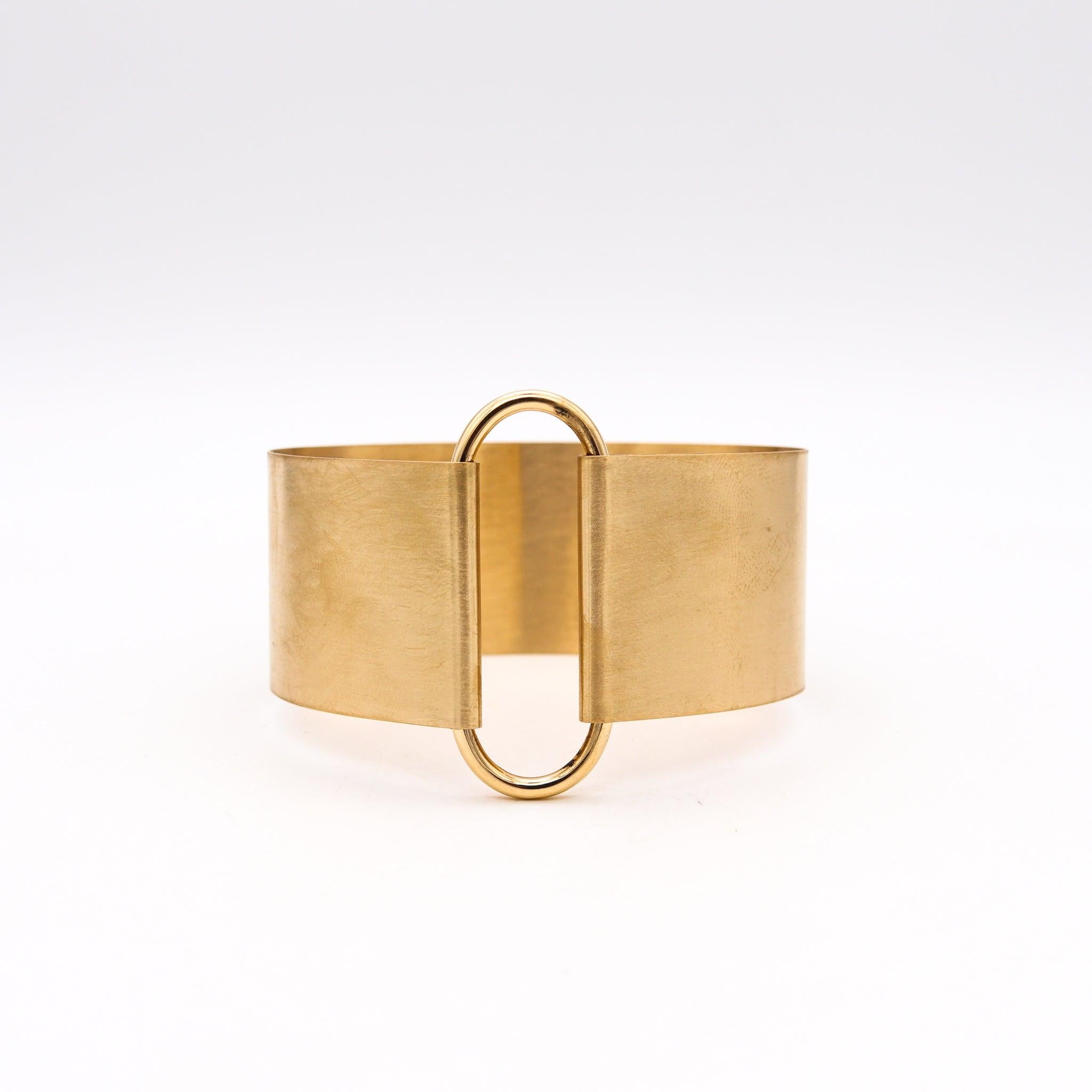 Moderniste KARL LAGERFELD Runaway IBU Paris Bracelet jonc minimaliste en or massif 18 carats